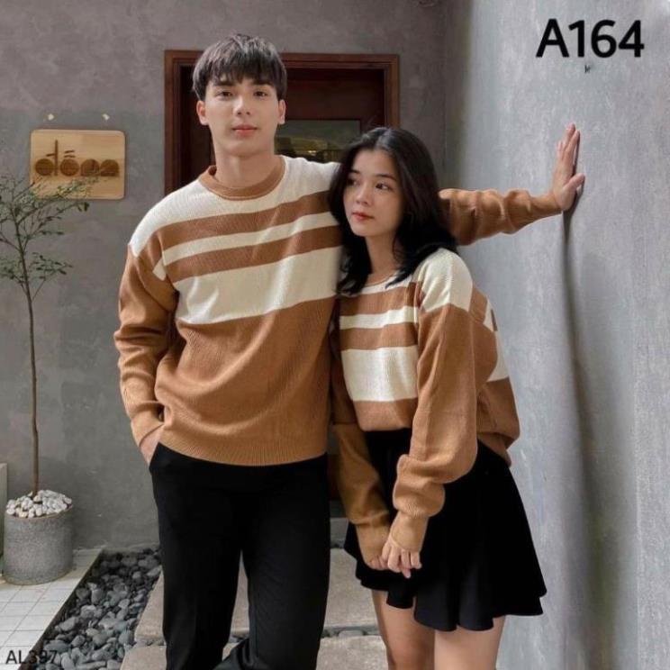 Áo đôi thu đông nam nữ phối 2 màu, áo cặp nỉ dài tay sweater 💯 🏐️