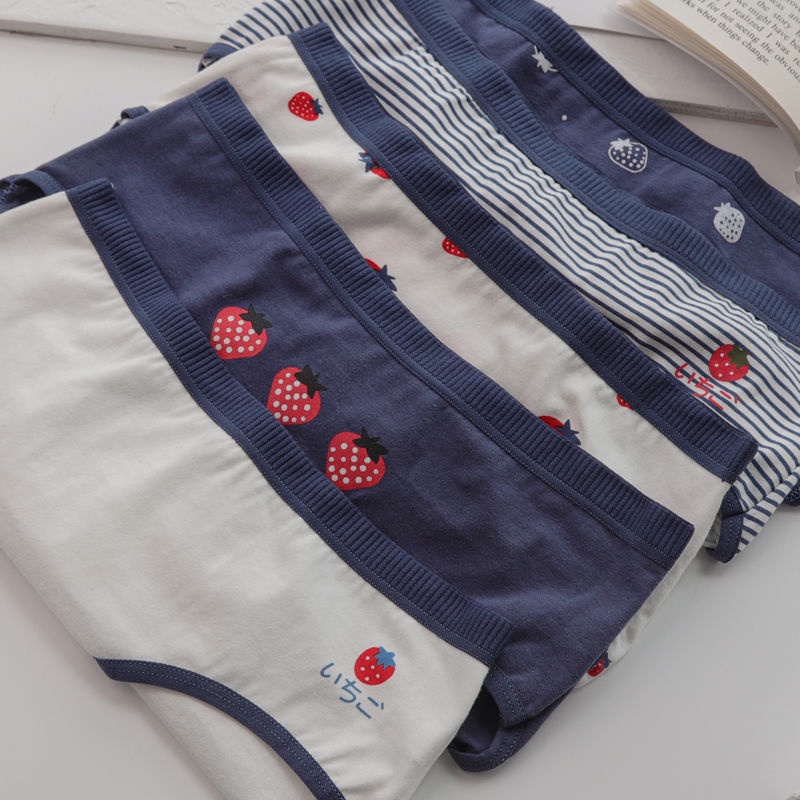 Jiashucheng Quần Lót Cotton Lưng Thấp Phối Ren Phong Cách Nhật Hàn Cho Nữ Sinh