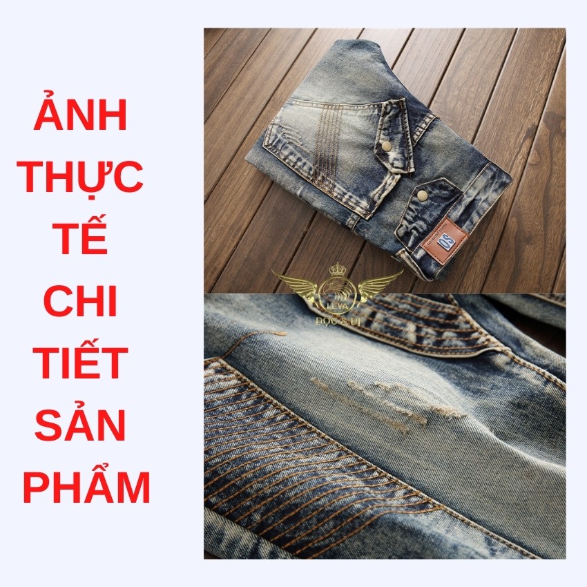 Quần jean nam ống suông cao cấp độc lạ LEVAMEN chất liệu cotton không co giãn Basic lịch lãm phối túi chéo QJ049 | BigBuy360 - bigbuy360.vn