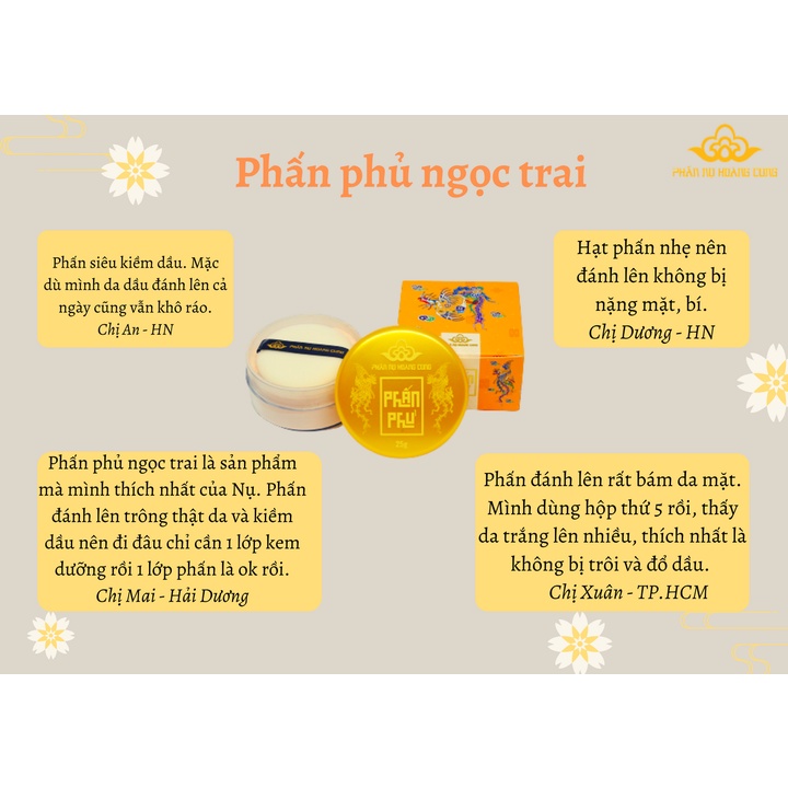 Phấn phủ Phấn Nụ Hoàng Cung dạng bột mịn nhẹ kiểm soát dầu bổ sung bột ngọc trai 2 màu tùy chọn 25g