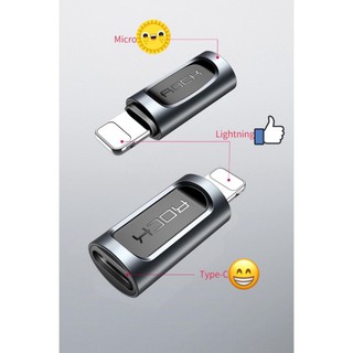 Cổng chuyển Micro USB-Type C sang Lightning chính hãng ROCK