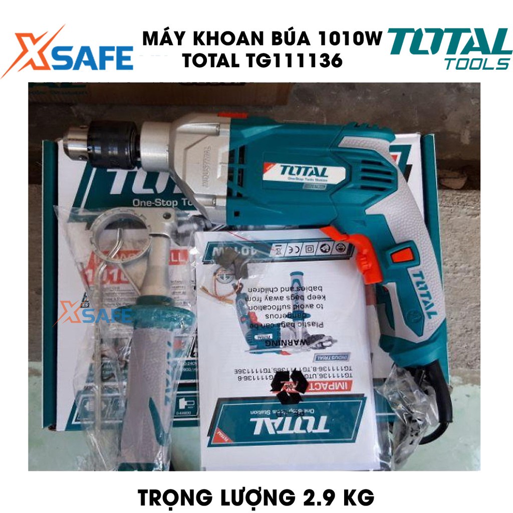 Máy khoan búa TOTAL TG111136 1010W công tắc đảo chiều Máy khoan búa cầm tay khoan tối đa 13mm - Bảo hành chính hãng