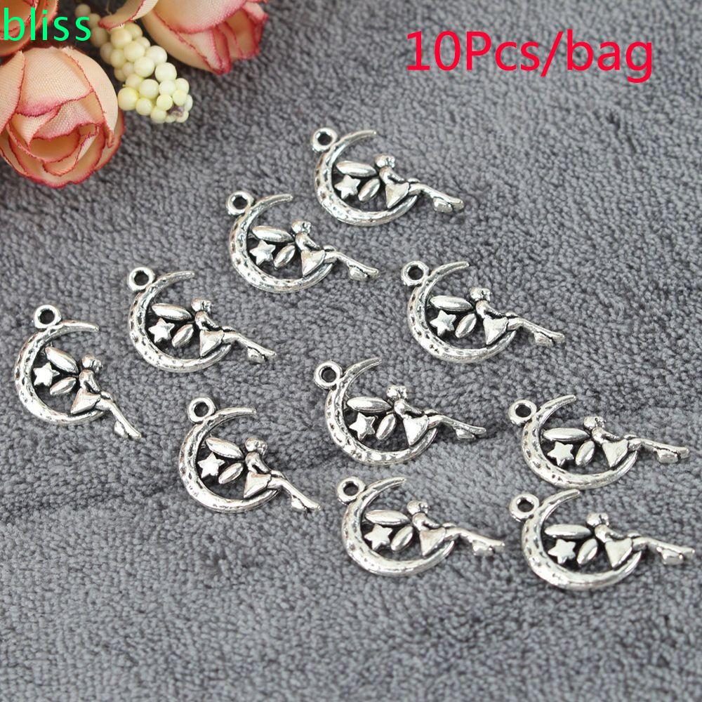 CHARMS Set 10 Mặt vòng cổ Hình Mặt Trăng / Ngôi Sao / Thiên Thần Nhiều Màu