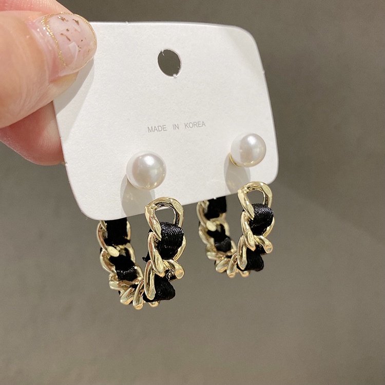 Bông Tai Mạ Bạc 925 Hình Tròn Đính Ngọc Trai Sang Trọng Thời Trang Thu Đông Phong Cách Hàn Quốc