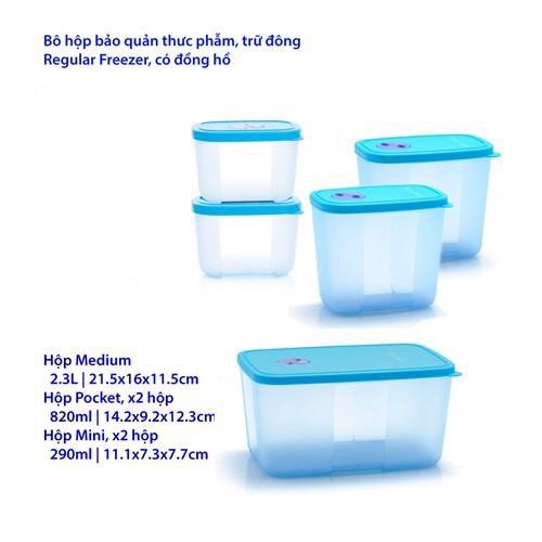 Tupperware <3 Bộ 5 hộp trữ đông Freezermate Đồng Hồ (5 hộp)