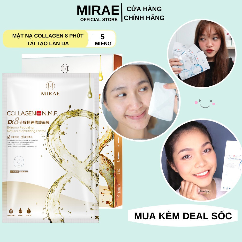 Mặt Nạ MIRAE 😍CHÍNH HÃNG 😍 Hộp 5 Miếng Tái Tạo Da Giảm Kích Ứng EX8 Phút - Collagen Cấp Ẩm Cho Da Căng Bóng | BigBuy360 - bigbuy360.vn