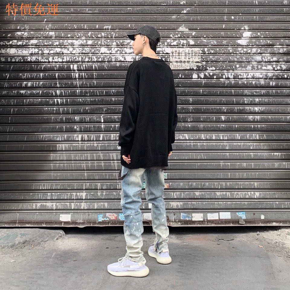 Quần Jean Đen Dáng Ôm Phối Khóa Kéo Kiểu Hip-hop Đường Phố Cá Tính Cho Các Cặp Đôi