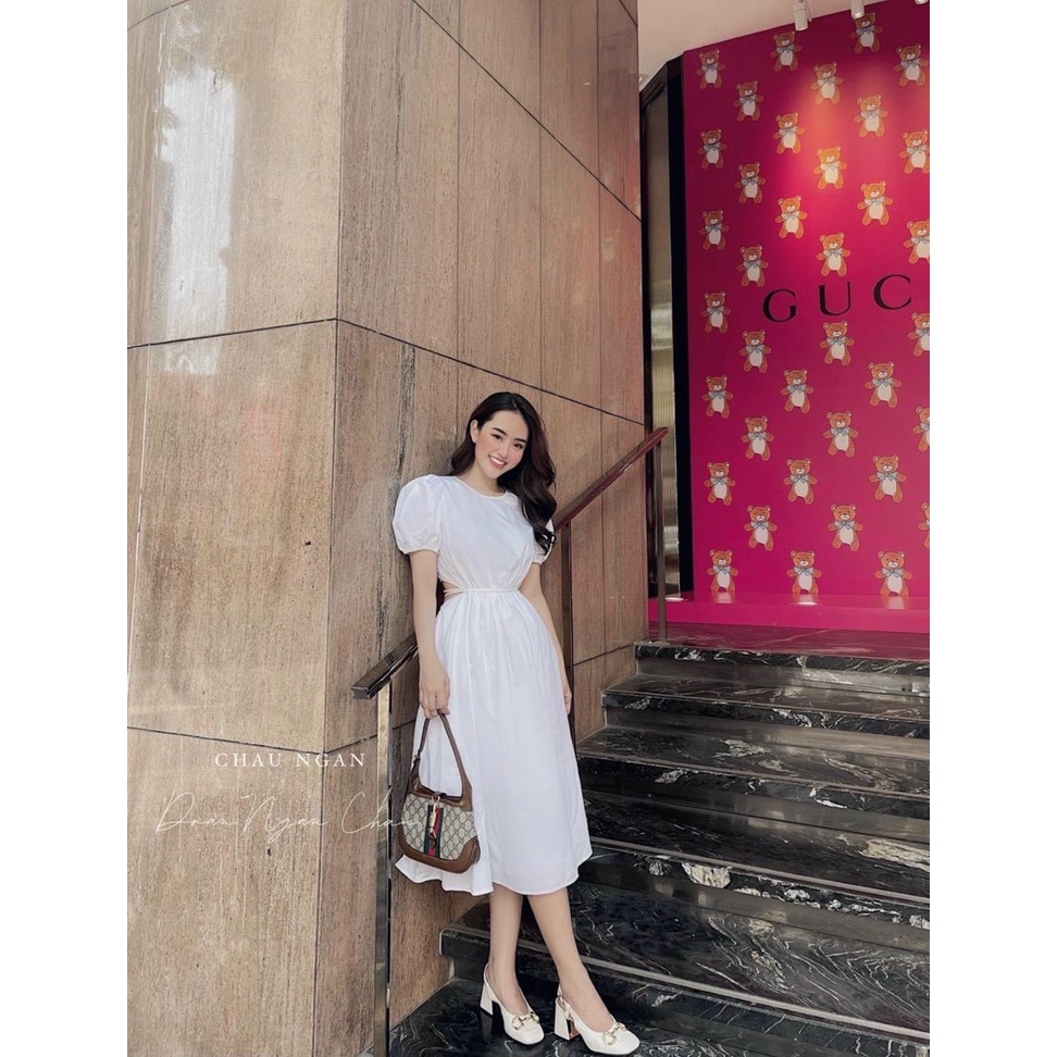 Đầm xoè hở lưng tay phồng 💦 rót nhẹ 1 quả thanh mảnh, mong manh tôn lên làn da cho mấy chị em 🎀 Thoải mái lại còn xinh,