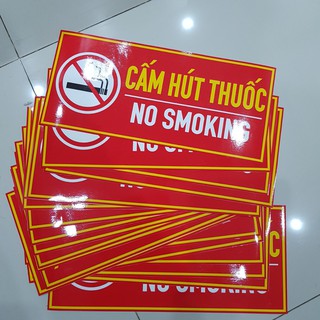 Khuyến mãi decal dán kích thước 15cm x 33cm với nội dung Cấm hút thuốc
