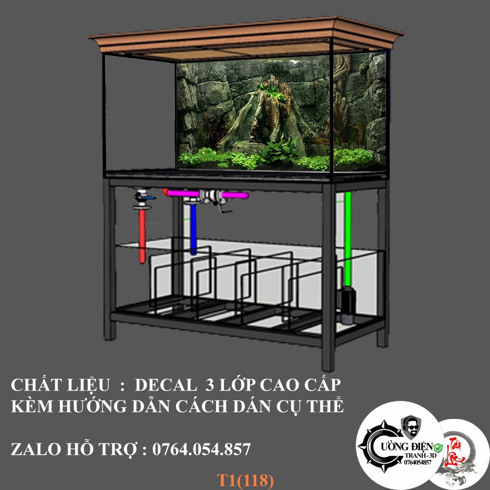 Tranh dán bể cá 3d nhiều kích thướt