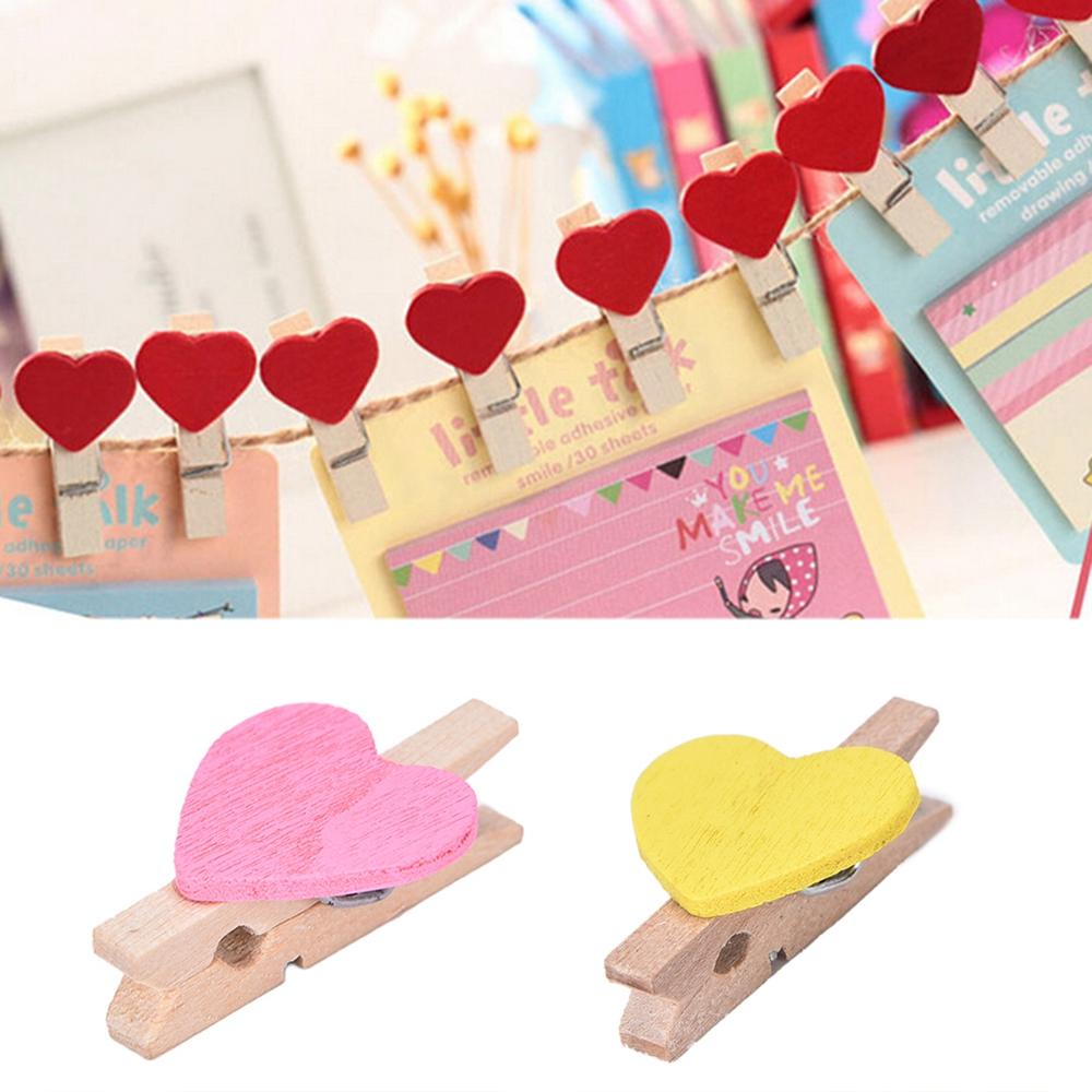 Qqmall kẹp gỗ bachelorette 50 cái / lốc trang trí tiệc tự làm hình trái tim kẹp ảnh nhà