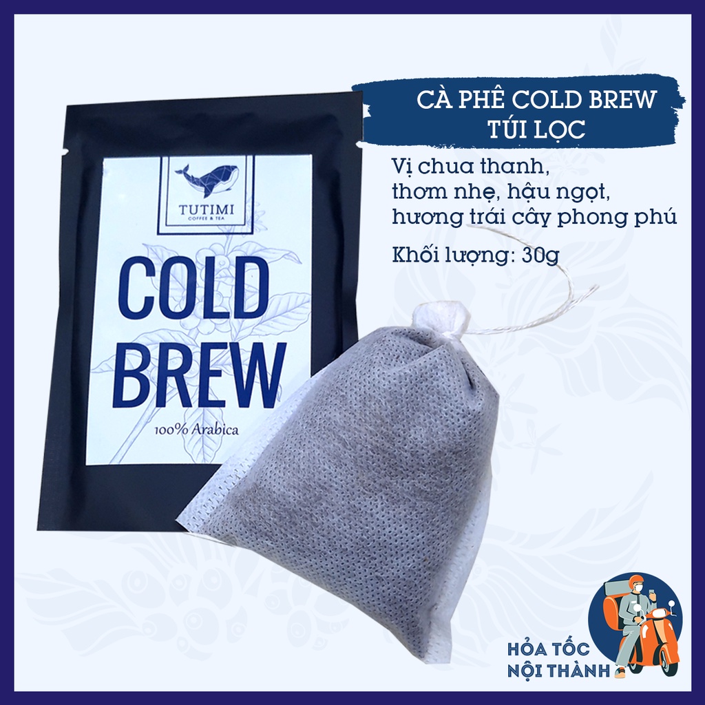 Cà phê ủ lạnh Túi lọc Cold Brew 100% hạt Arabica từ Cầu Đất, 30g mỗi gói
