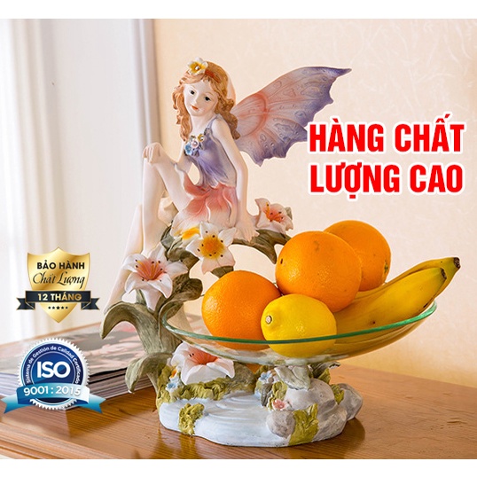 Đĩa đựng hoa quả thiên thần hộ mệnh - khay đựng bánh kẹo cao cấp【Tặng kèm đĩa bằng thủy tinh trong suốt 】