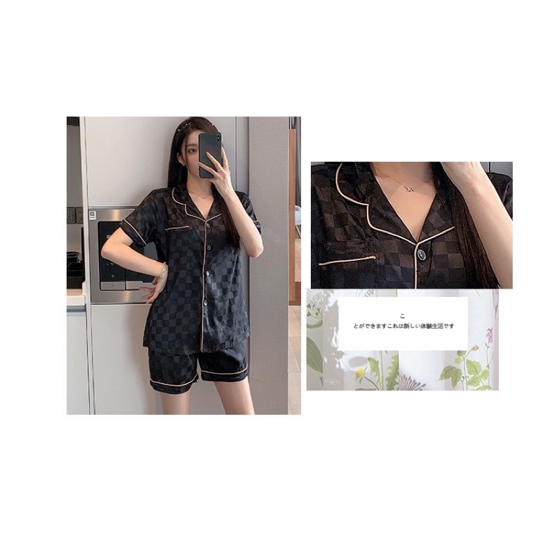 Đồ bộ ngủ Pyjama lụa Satin cao cấp tay ngắn quần ngắn basic | BigBuy360 - bigbuy360.vn
