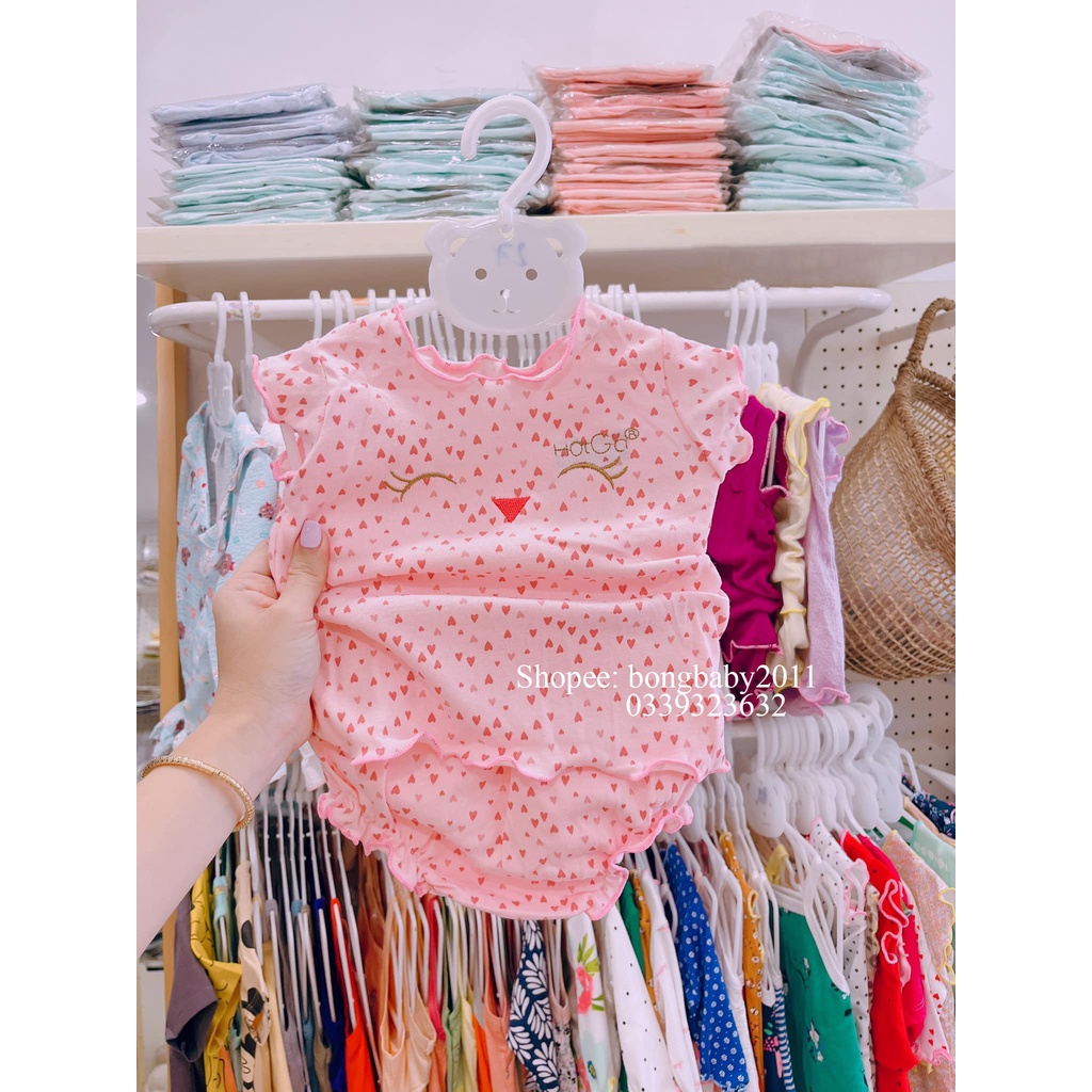 Đồ bộ Hotga chính hãng thun mát cho bé gái  hàng xuất xịn cho bé 3-11kg/ Đồ sơ sinh