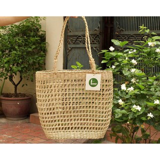 Giỏ cói đan thủ công đi chợ/ siêu thị