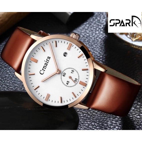 Đồng hồ nam Crnaira Dây da sang trọng + Tặng hộp đồng hồ + Pin