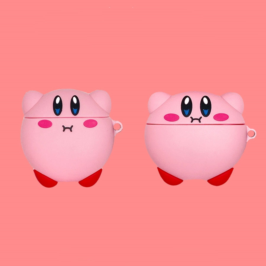 Vỏ Bảo Vệ Hộp Sạc Tai Nghe compatible AirPods Pro/compatible AirPods 2 Gen Bằng Silicon Họa Tiết Kirby Màu Hồng Dễ Thương