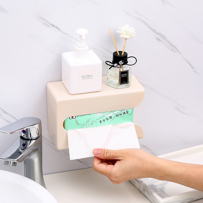 Hộp Đựng Khăn Giấy Gắn Tường Không Cần Khoan Tiện Dụng Cho Phòng Khách/Phòng Ăn/Phòng Ăn