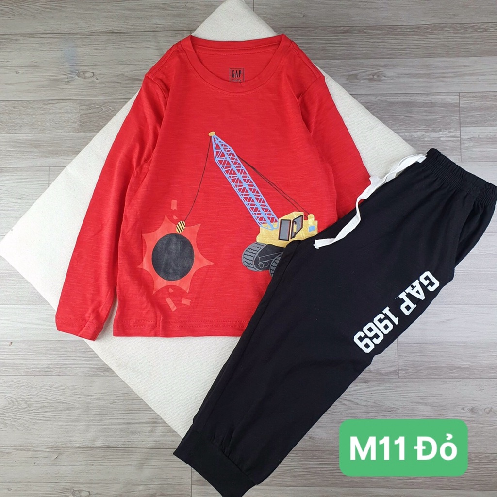 Bộ dài bé trai vải xuất G.ap Pingbong in hoạt hình khủng long xe đua cho bé trai 2-12T