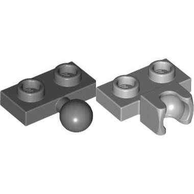 LEGO Khớp Nối 1x2 Đực & Cái Màu Xám Đậm - Nhạt