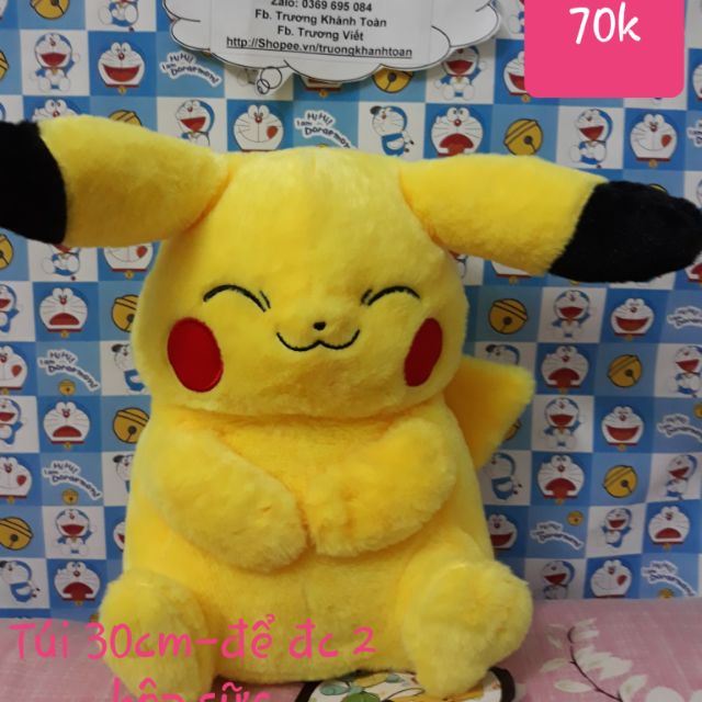 Túi gấu bông Pikachu cực xinh, mới 99%, đựng đc 2 hộp sữa💟💟💟