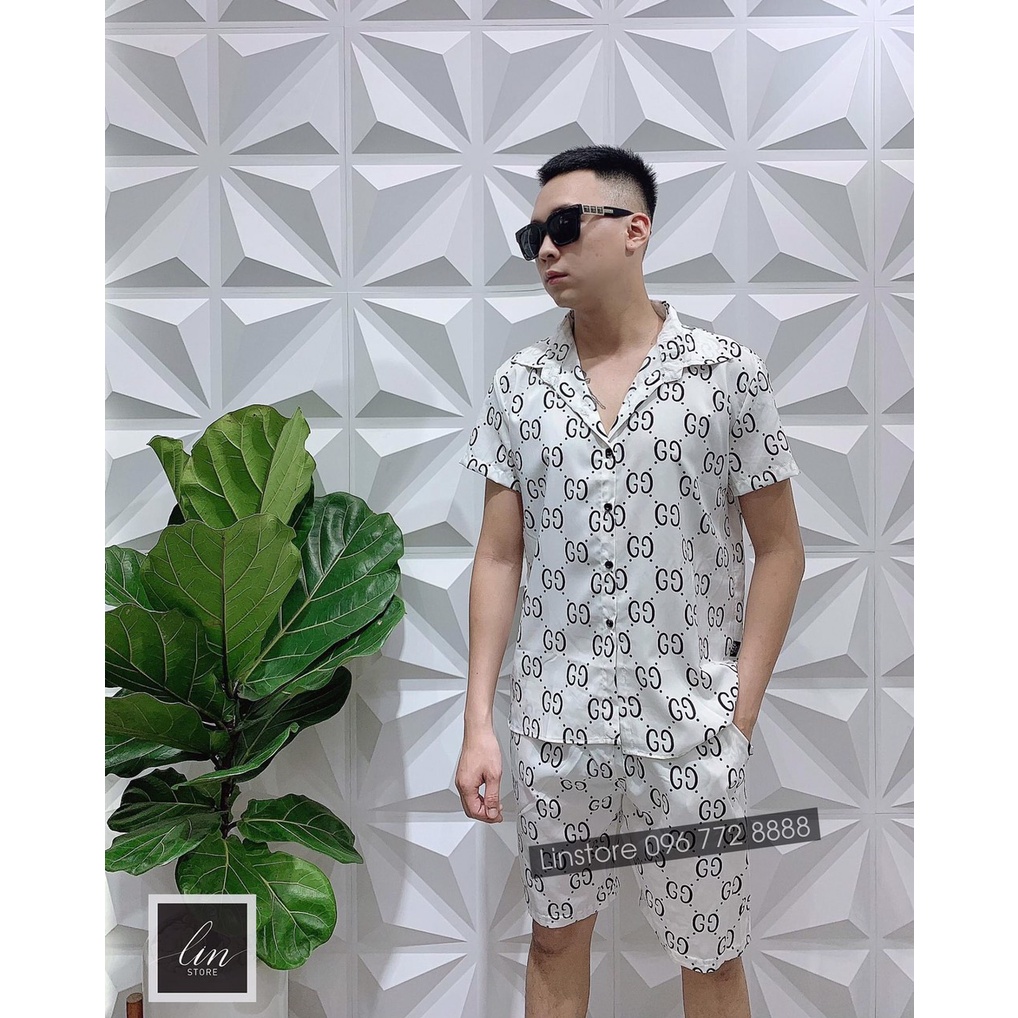 Set Bộ Pijama Dáng Rộng GG Oversize In Full Siêu Đẳng Cấp Luôn A