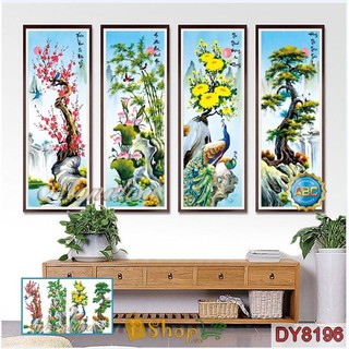 Tranh đính đá tứ quý tùng cúc trúc mai - dy8196