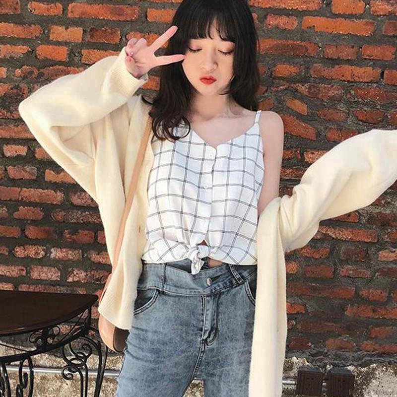 Áo Chiffon Nữ Cổ Chữ V Họa Tiết Caro | BigBuy360 - bigbuy360.vn