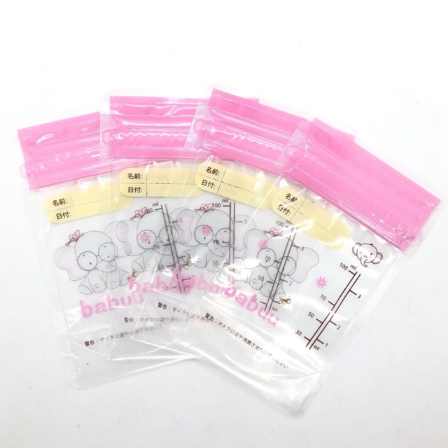Túi trữ sữa Babuu 100ml 3 khoá zip Chính Hãng An Toàn Tiện Lợi Babibu