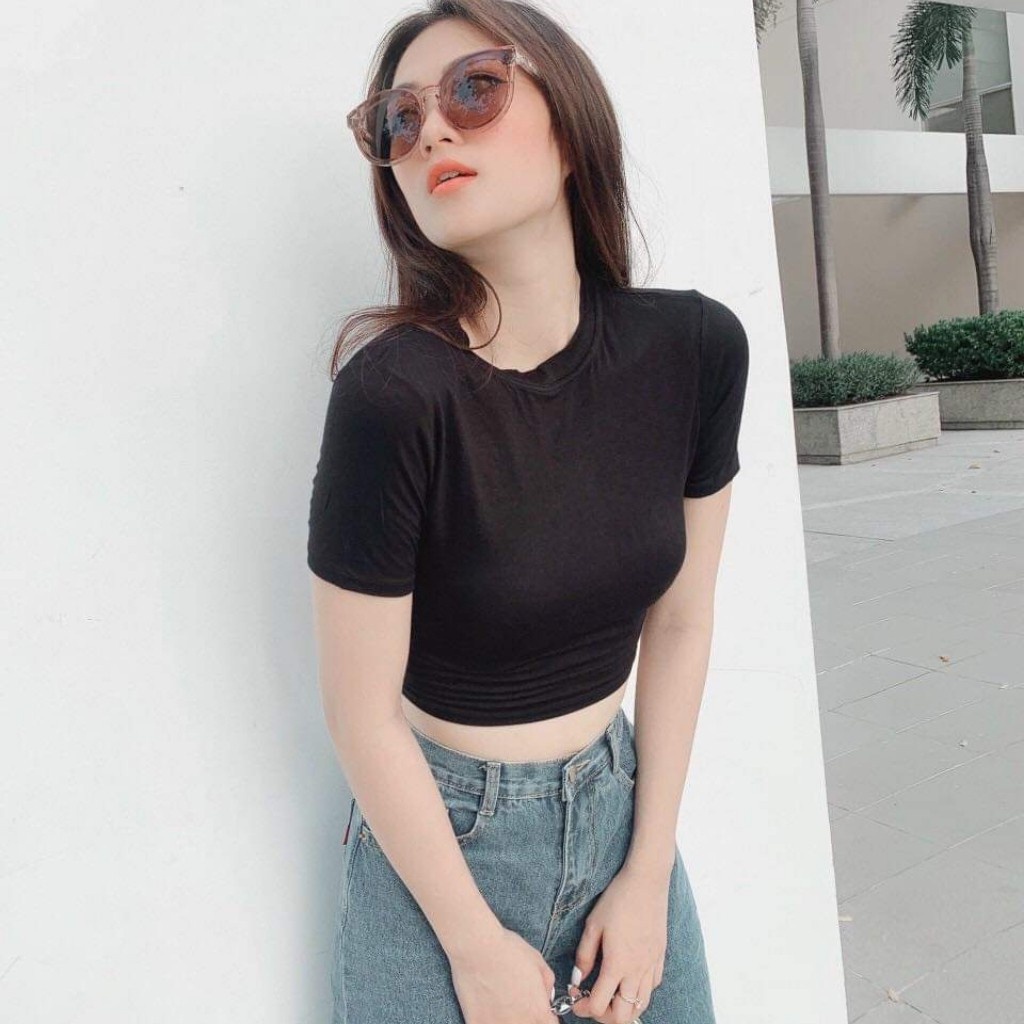 Áo croptop nữ kiểu ôm bigsize cổ tròn thun body tập gym thể thao NAVISA M07