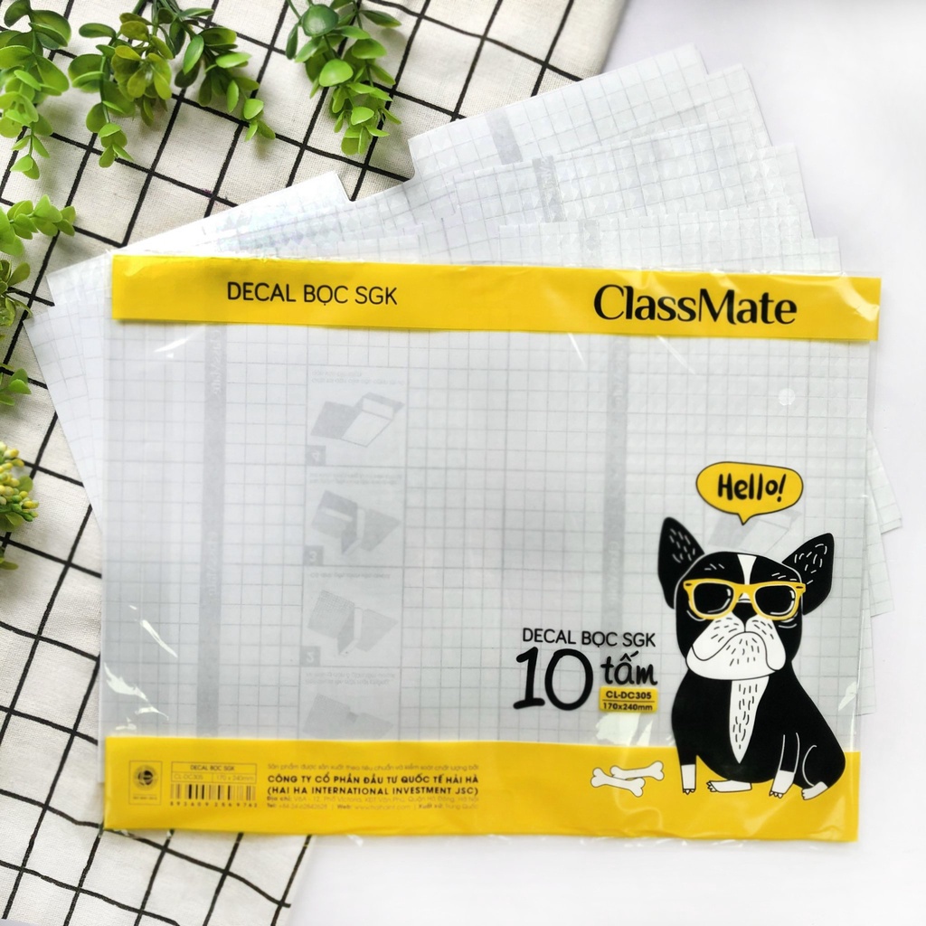Decal bọc sách, bọc vở cấp 1 Hải Hà Classmate 10c DC315, DC314, Bọc sách giáo khoa mẫu mới, bọc Decan - Soleil Home