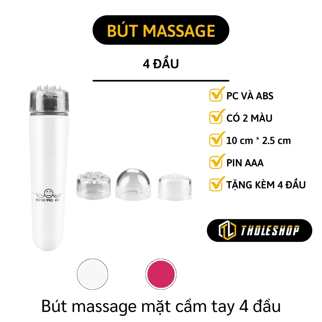 Bút Massage - Bút Massage Mặt Cầm Tay Làm Đẹp Da, 4 Đầu Mini Tiện Dụng, Giảm Mệt Mỏi 7379