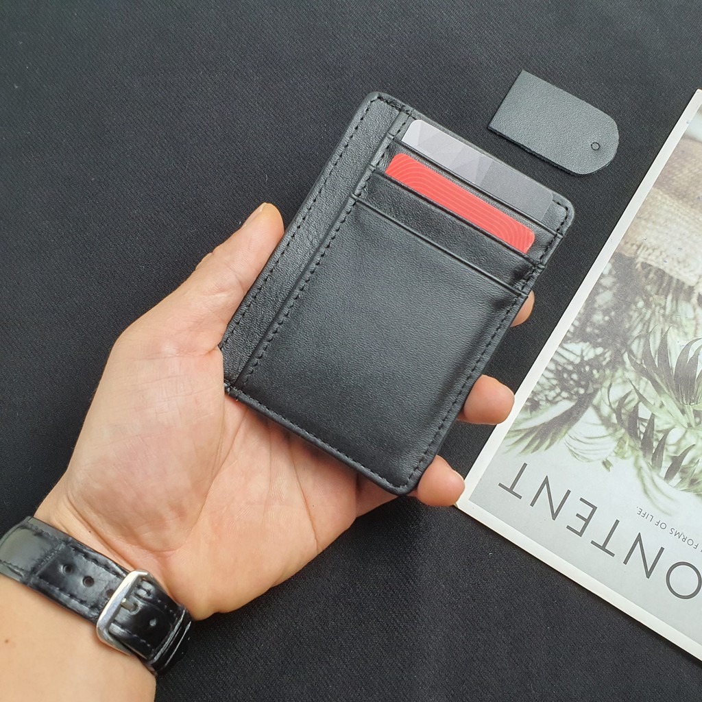 Ví Card Holder da bò thật 100% cho Nam Nữ, Ví đựng thẻ mini (8x11cm) - CH108