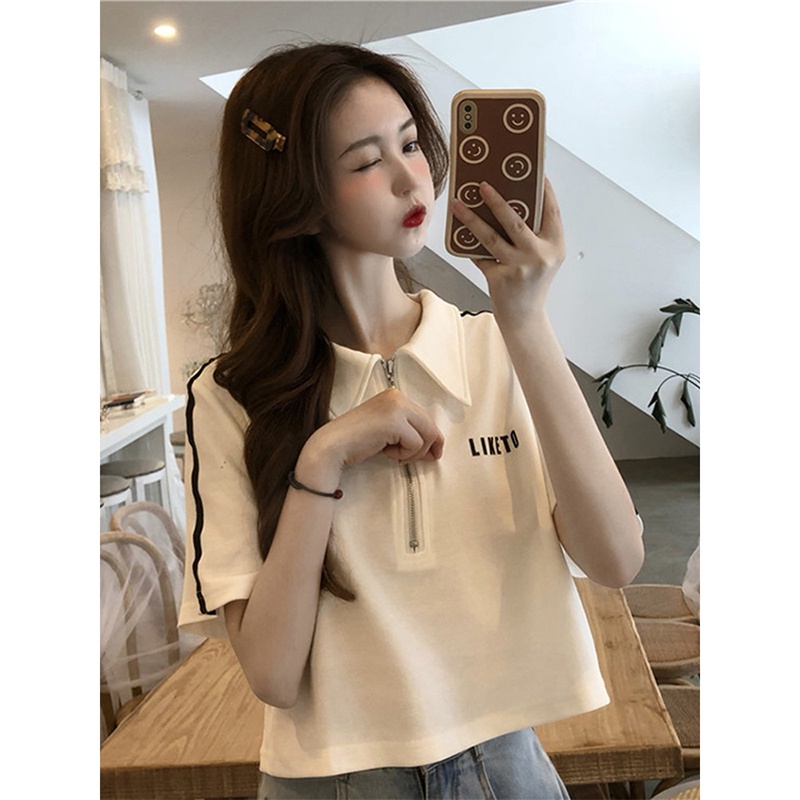 Áo polo Ngắn Tay In Chữ Thời Trang Mùa Hè Dành Cho Nữ
