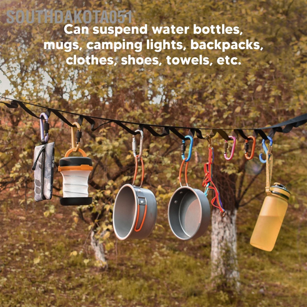 Southdakota051 Dây phơi quần áo cắm trại ngoài trờdi động có móc để câu cá Đi du lịch dã ngoại