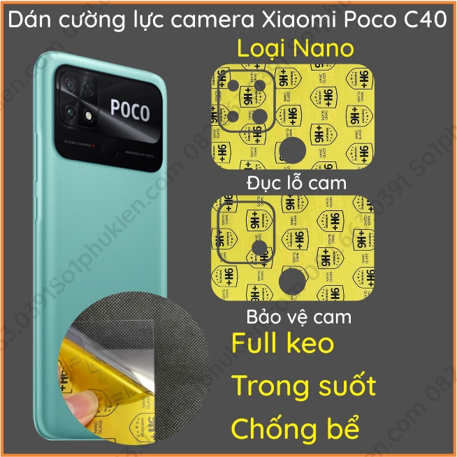 Dán cường lực camera Xiaomi Poco C40 loại nano, ppf siêu bền