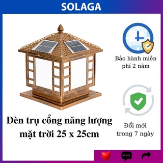 Đèn trụ cổng năng lượng mặt trời 3 màu ánh sáng SOLAGA HT757, đèn gắn trụ cổng năng lượng mặt trời