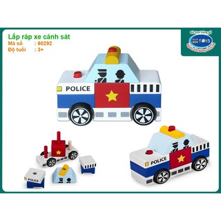 Lắp ráp xe cảnh sát đồ chơi gỗ Winwintoys