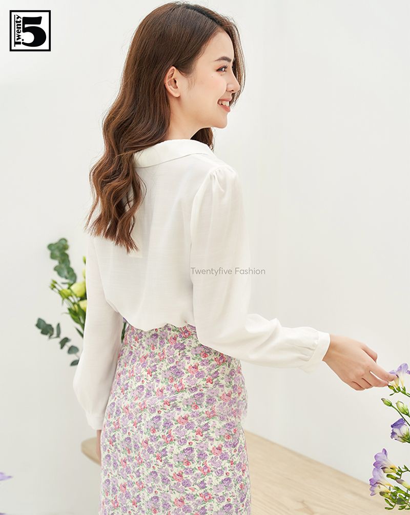 Áo sơ mi nữ cổ đức tay bồng Twentyfive N1005