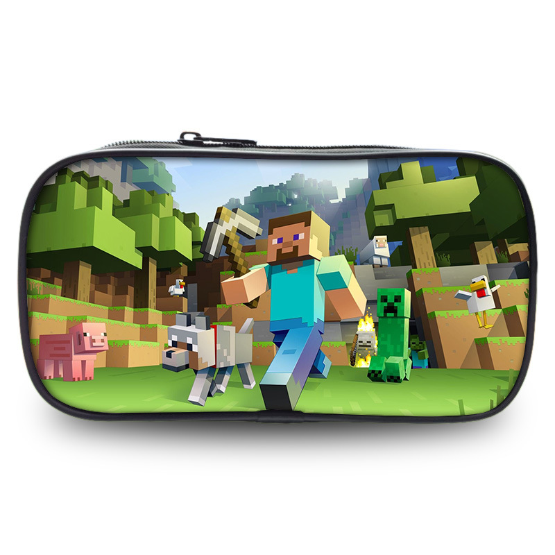 Hộp Bút Cỡ Lớn In Họa Tiết Hoạt Hình Minecraft Độc Đáo Cho Bé