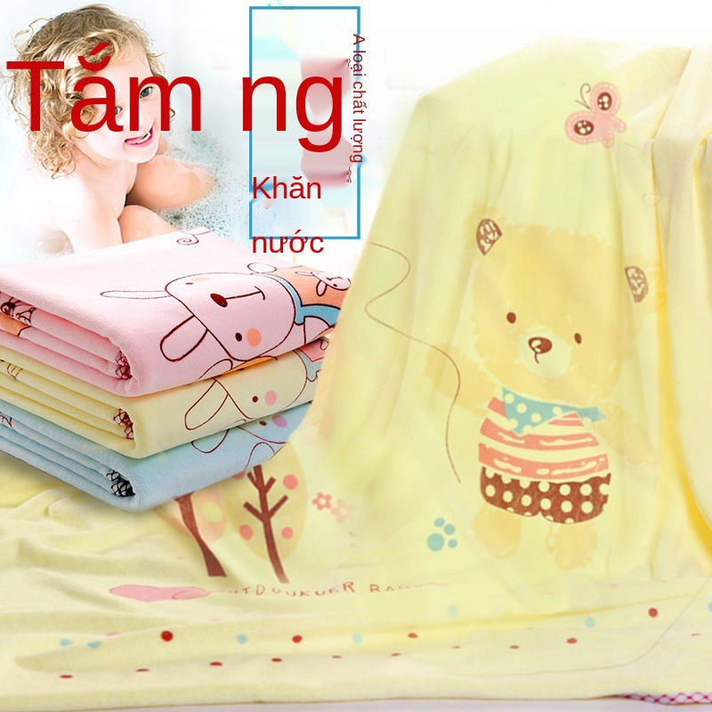 bông tắm cho bé khăn dày dặn lớn sơ sinh siêu mềm mịn hơn cotton nguyên chất, chăn ủ mịn.