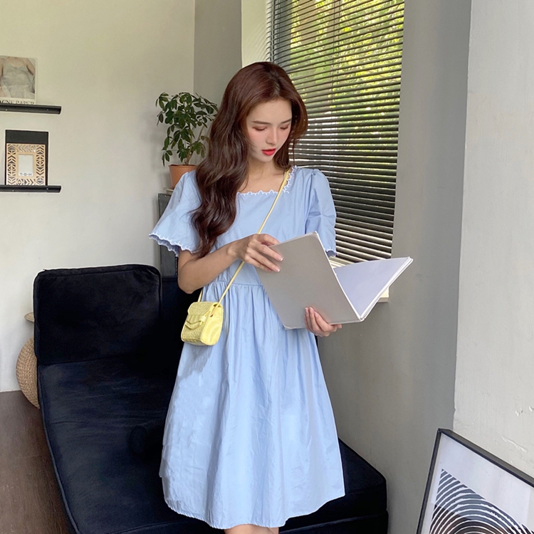 Đầm Chữ A Tay Ngắn Thêu Hoa Phong Cách Ulzzang Hàn Quốc 2 Màu Lựa Chọn | BigBuy360 - bigbuy360.vn