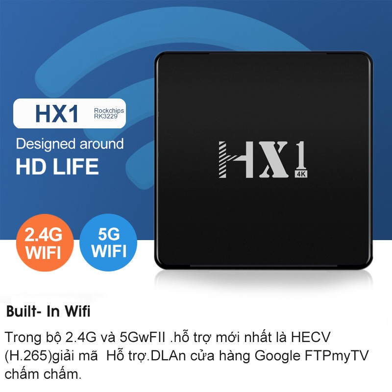 Android tivi box HX1 2GRAM +16GROM android 9.1 Smart tv box giá rẻ - Hàng xịn