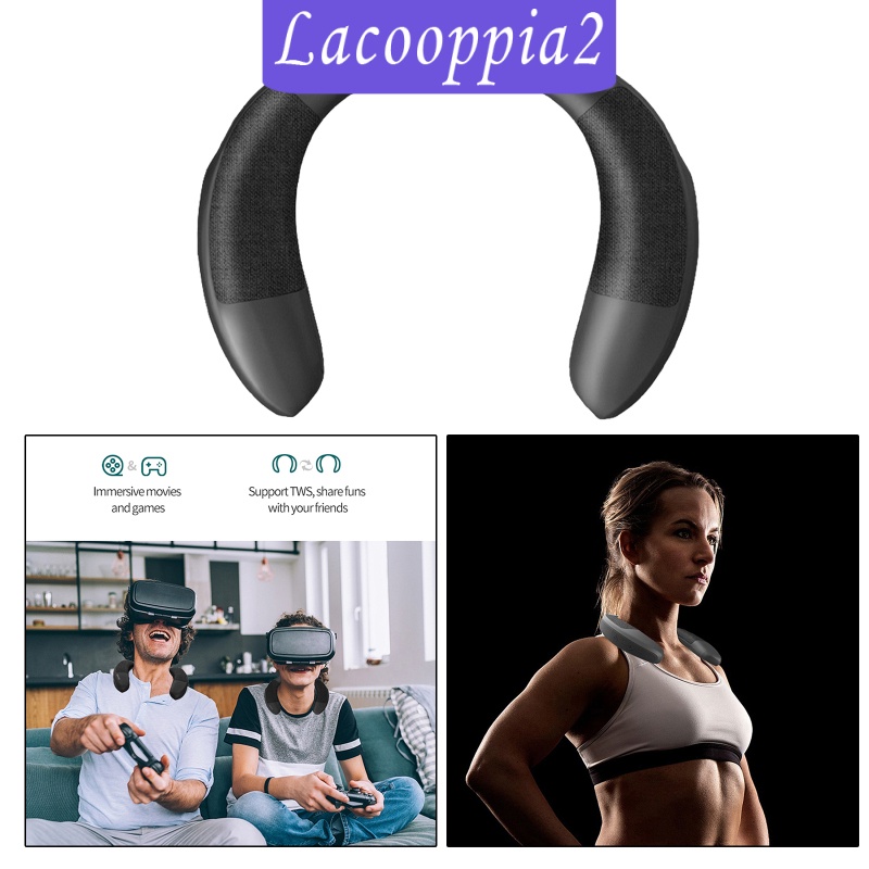 [LACOOPPIA2] Wearable Wireless Speaker, Bluetooth 5.0, Low Latency, Personal Neckband Speakers 3D Surround Stereo for Music TV Game