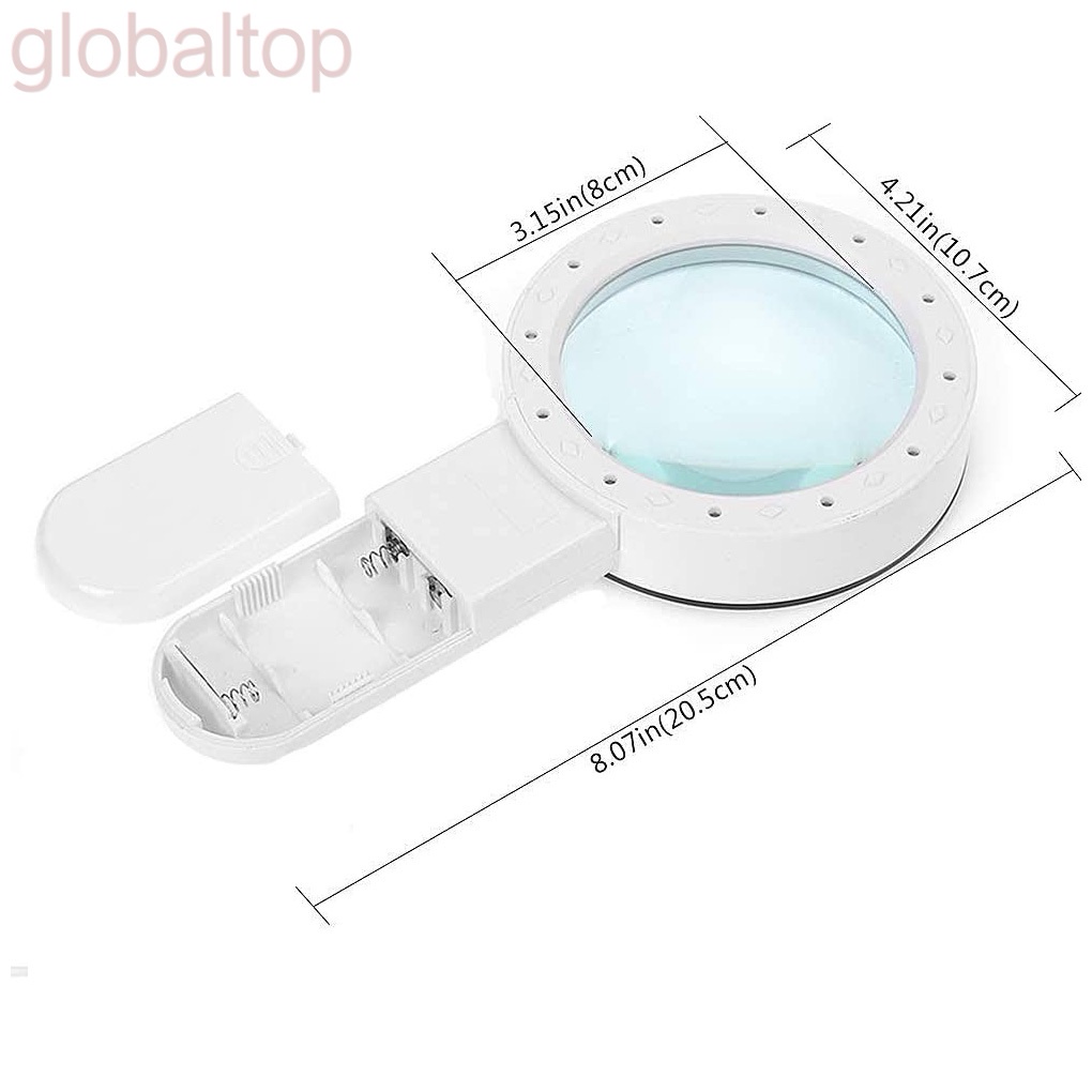 Kính lúp cầm tay hai lớp có đèn LED