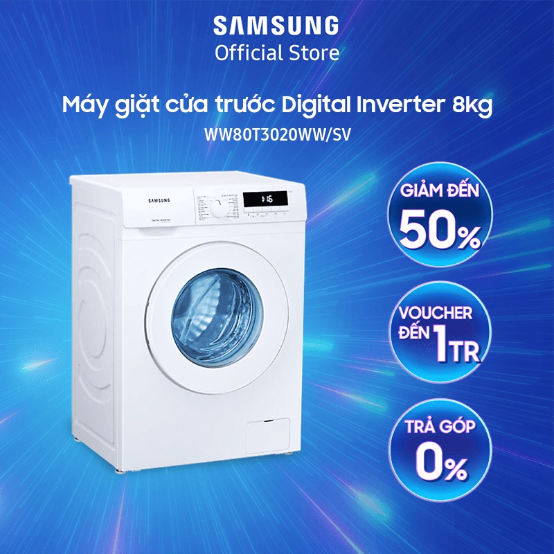 Máy giặt Samsung cửa trước Digital Inverter 8kg (WW80T3020WW) - Miễn phí công lắp đặt