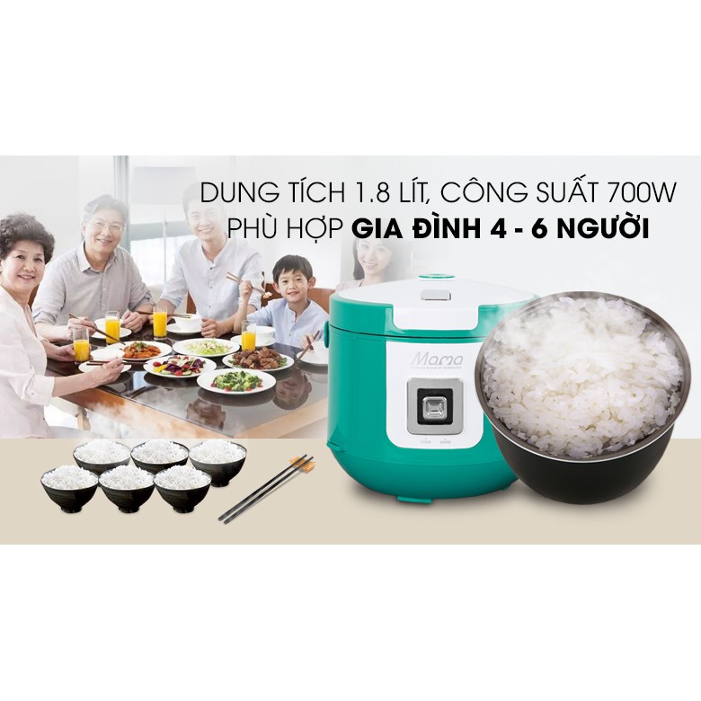 Nồi cơm nắp gài Sunhouse 1.8 lít SHD8658G | BigBuy360 - bigbuy360.vn