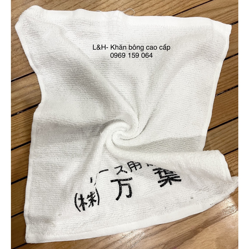 Set 10 khăn lau tay trắng siêu mềm logo Nhật, KT 30x35cm
