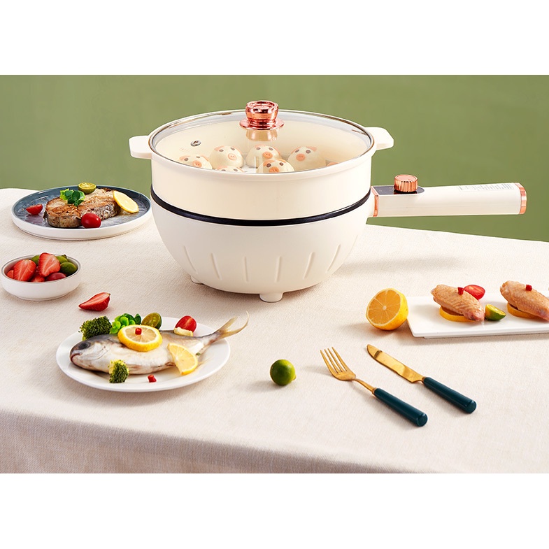Chảo điện đa năng kèm xửng hấp đường kính mặt chảo 28cm Dung tích 4L hàng mới 2022